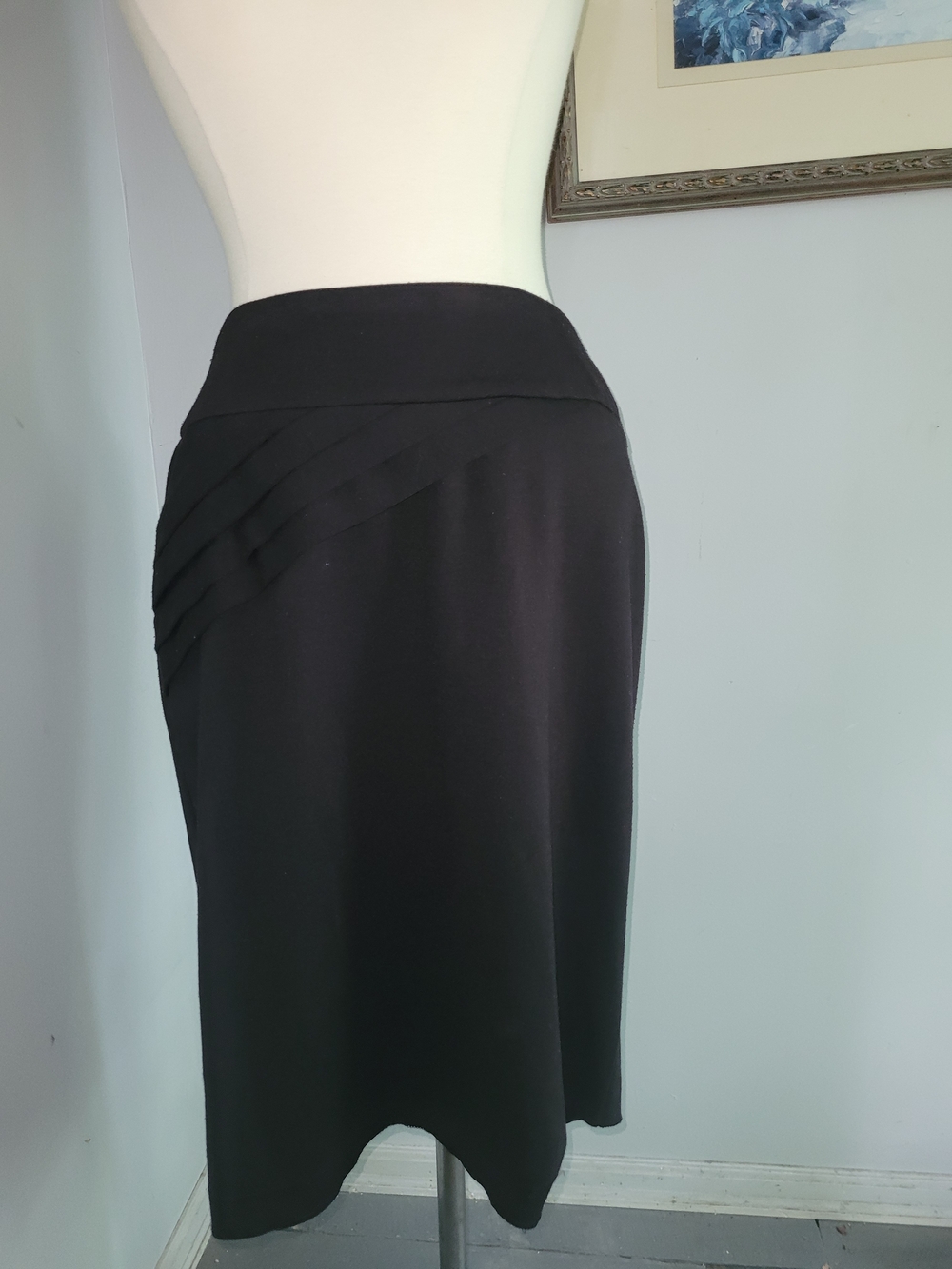 Adore Black Midi Skirt with Asymmetric Pleats